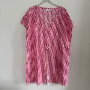 Vineyard Vines Pink Swim Coverup with shell pattern and Drawstring